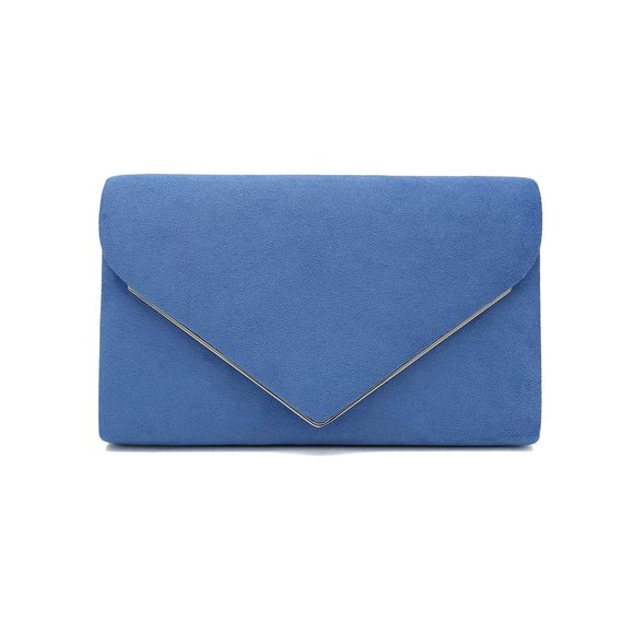 Faux Suede Clutch Bag Elegant Metal Binding Evening Purse :3 - Picture 1 of 6